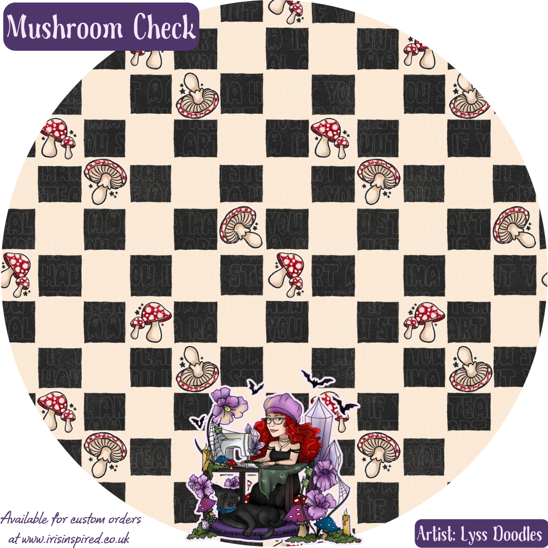 Mushroom Checks Pocket Card Holder