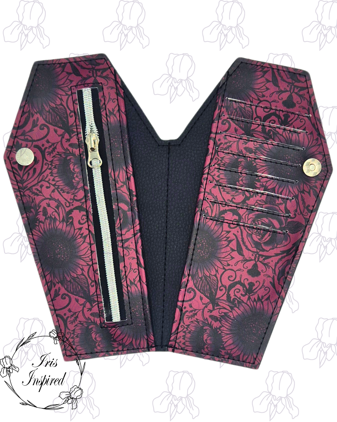 Dark Florals Large Bifold Coffin Wallet