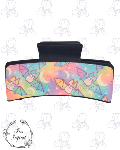 Pastel Bats Stripes Claw Clip