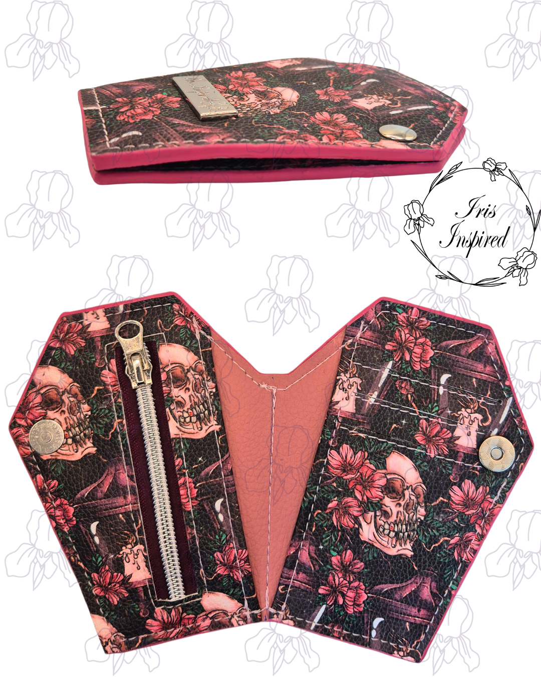 Floral Skull Small Bifold Coffin Wallet