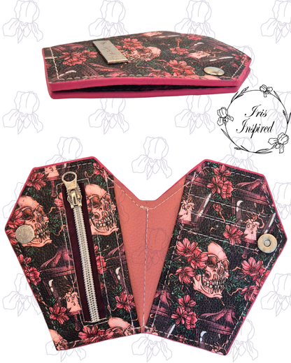 Floral Skull Small Bifold Coffin Wallet