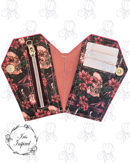 Floral Skull Small Bifold Coffin Wallet
