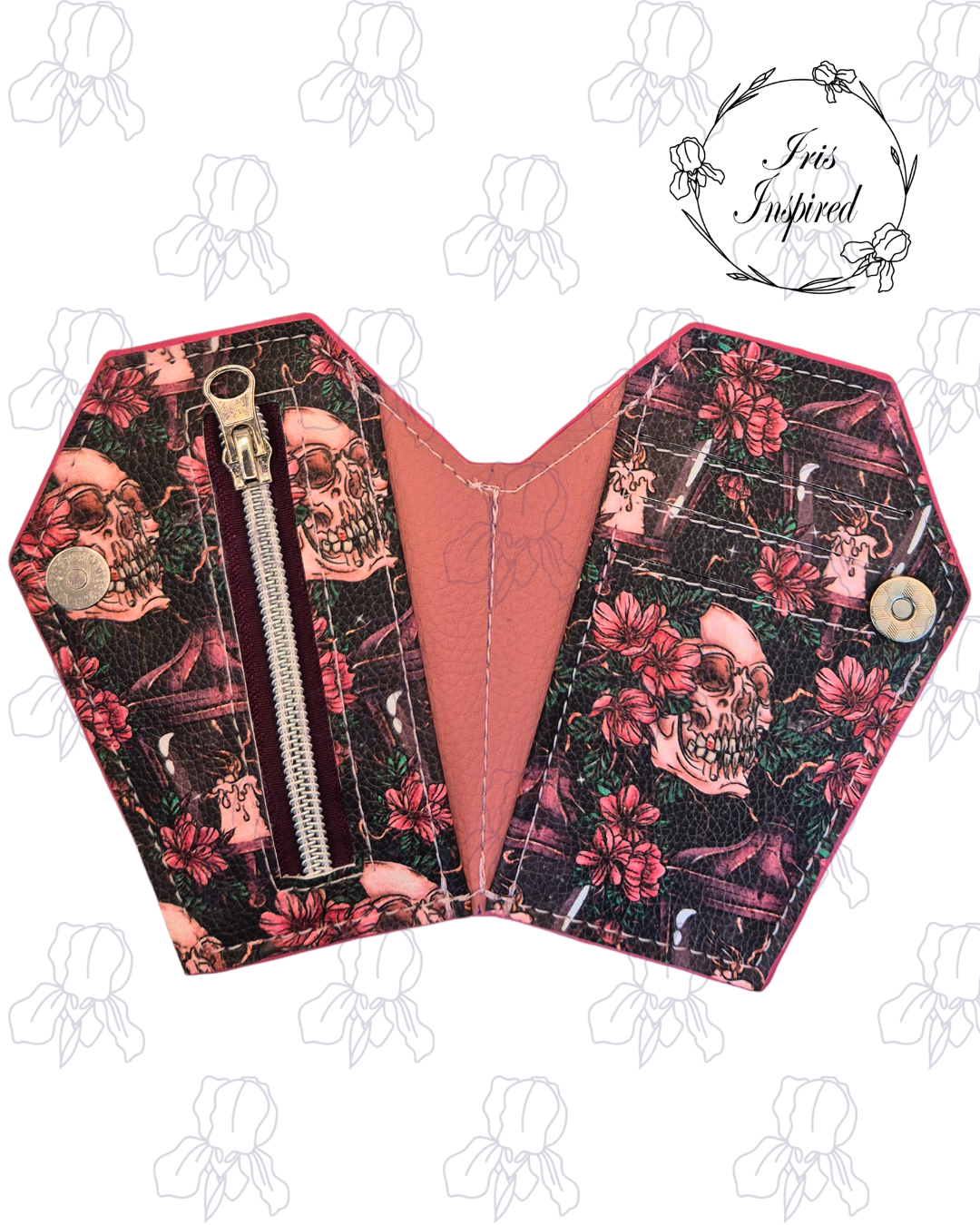 Floral Skull Small Bifold Coffin Wallet
