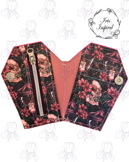 Floral Skull Small Bifold Coffin Wallet