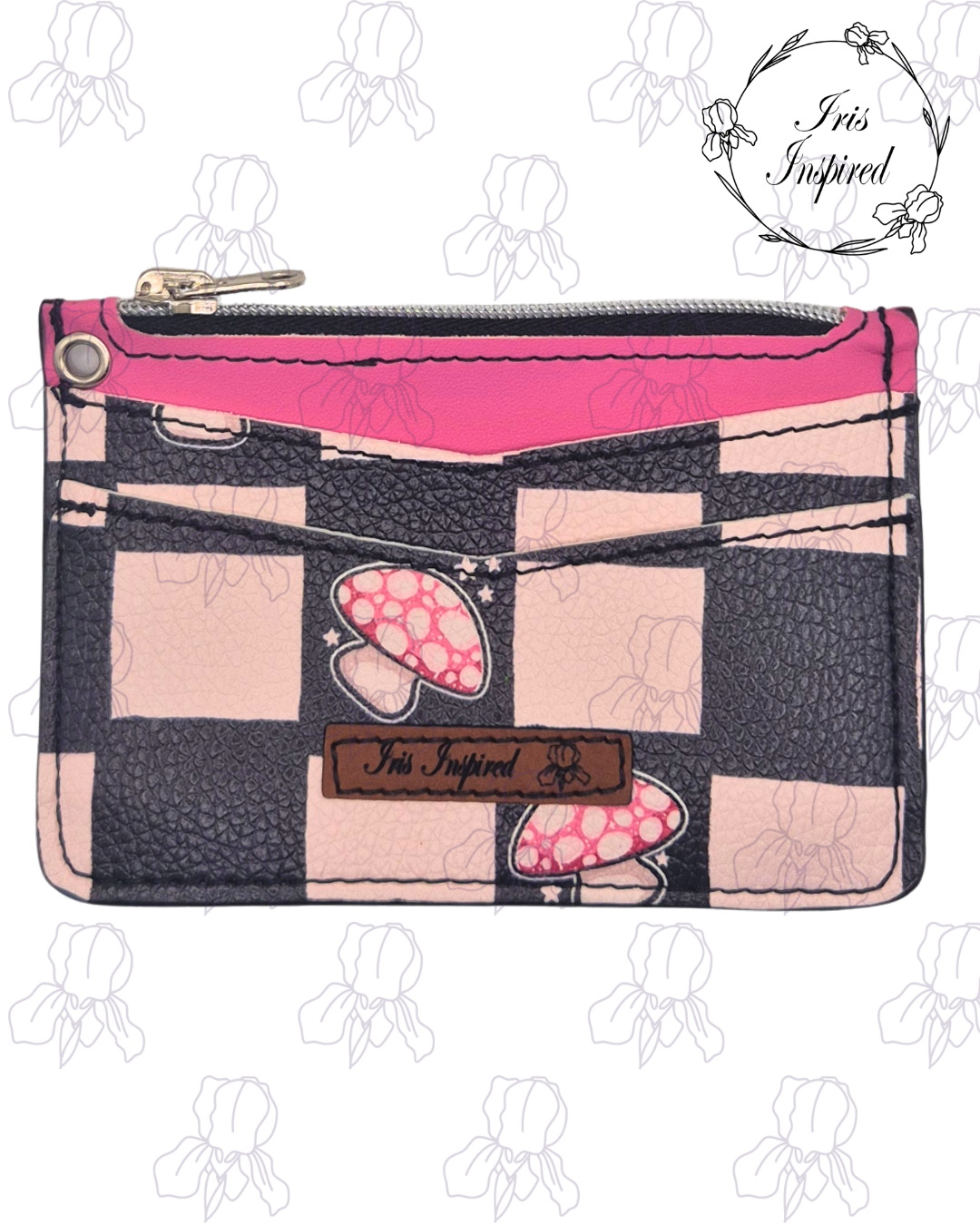 Mushroom Checks Pocket Card Holder