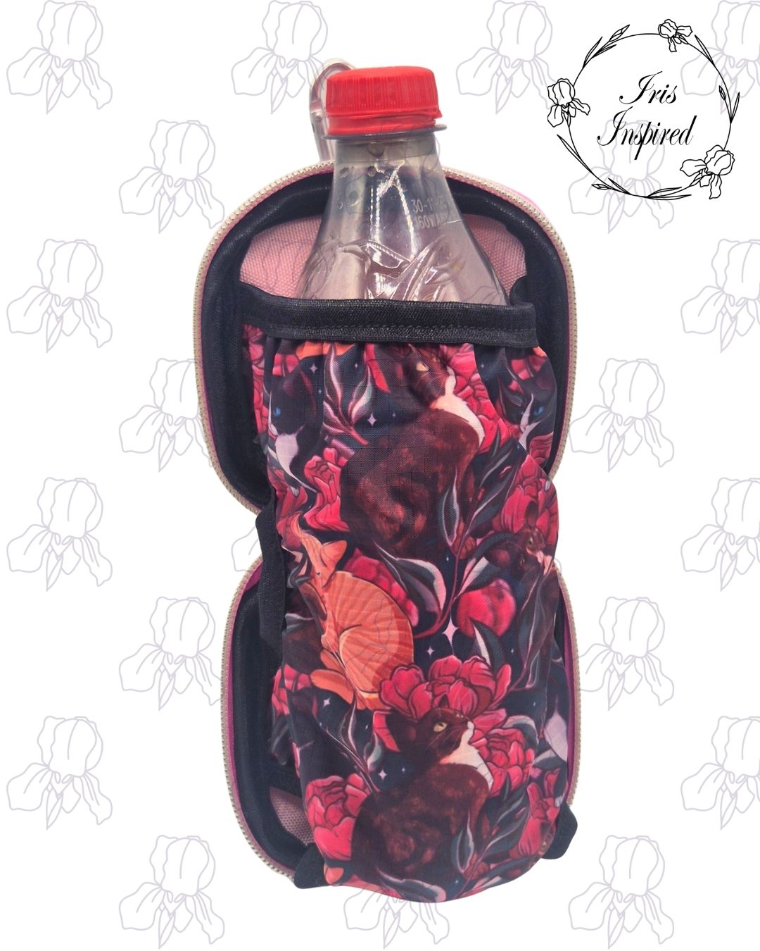 Floral Cats Folding Bottle Bag