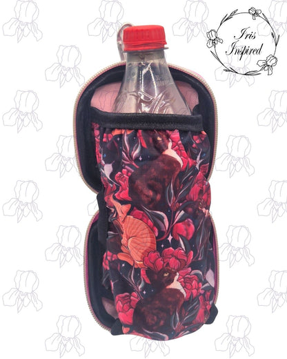 Floral Cats Folding Bottle Bag
