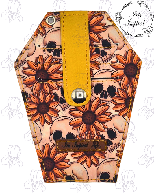 Skulls and Sunflowers Slim Coffin Wallet