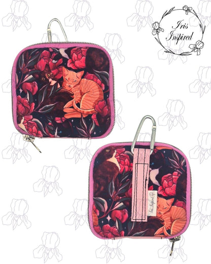 Floral Cats Folding Bottle Bag