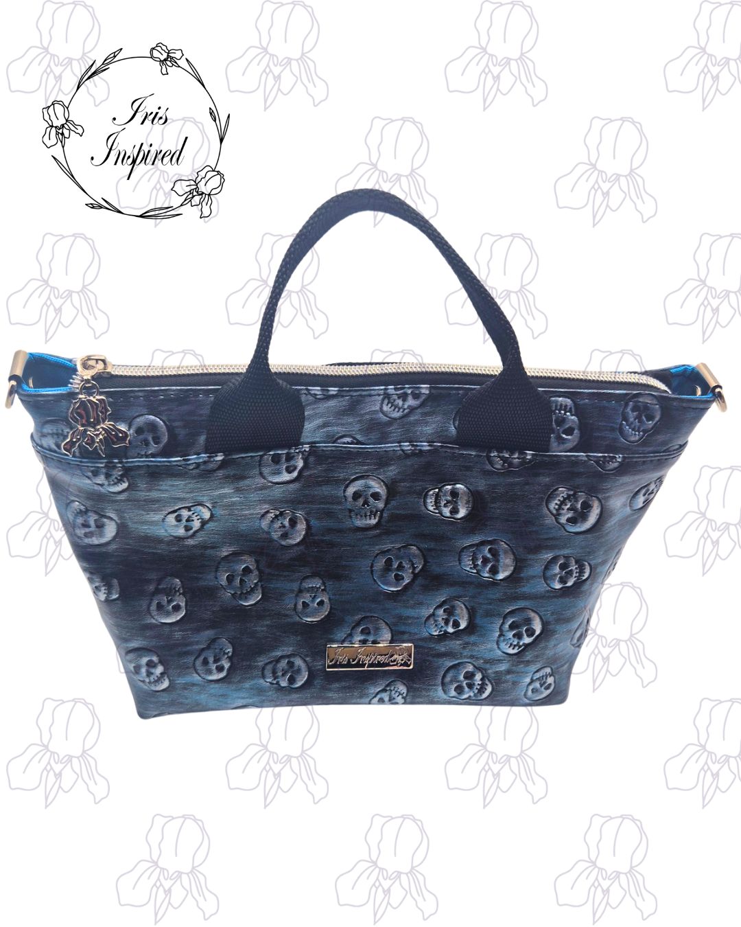 Embossed Skulls Mini Tote Crossbody Bag