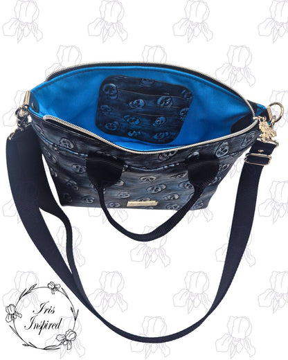 Embossed Skulls Mini Tote Crossbody Bag