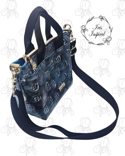 Embossed Skulls Mini Tote Crossbody Bag