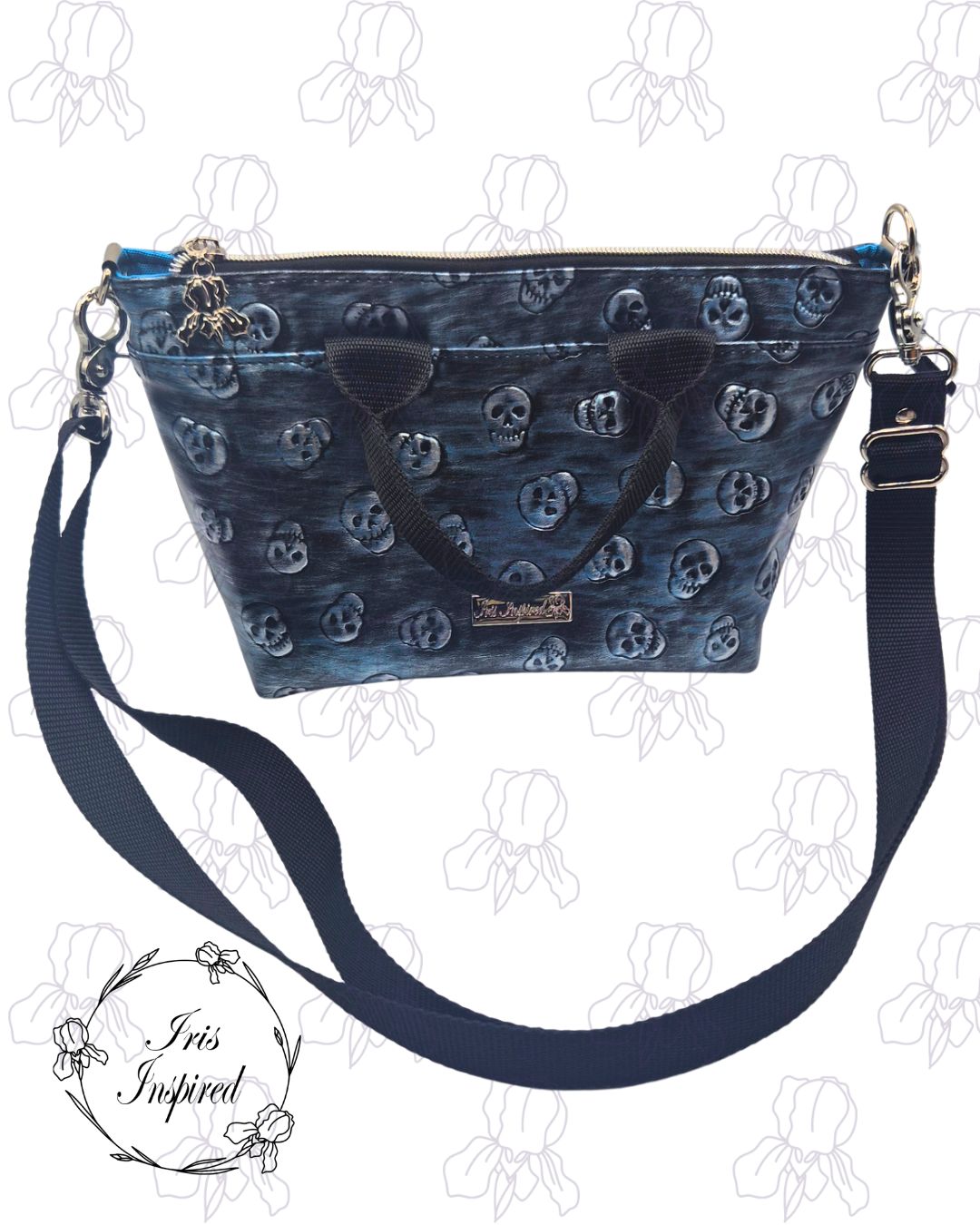 Embossed Skulls Mini Tote Crossbody Bag