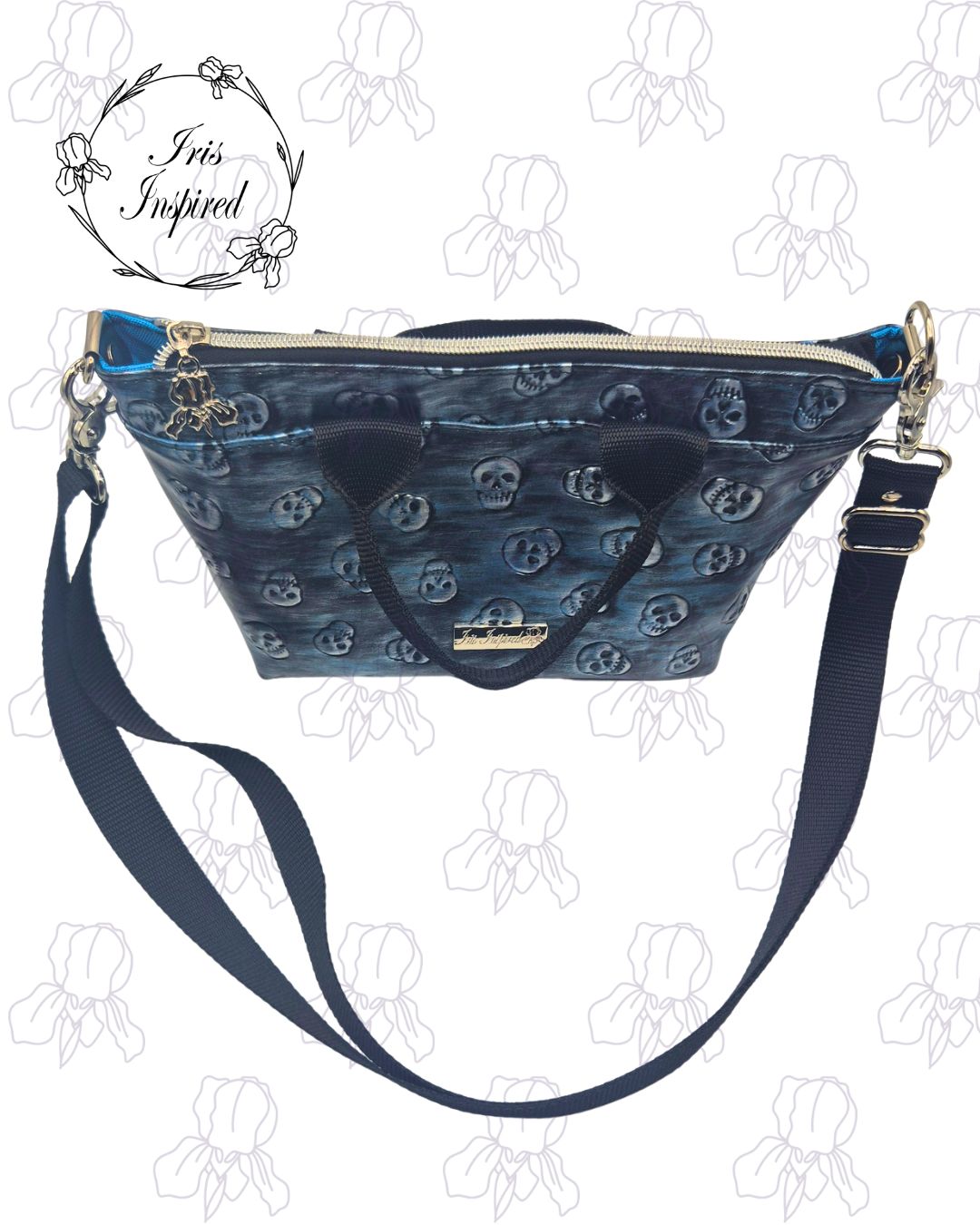 Embossed Skulls Mini Tote Crossbody Bag