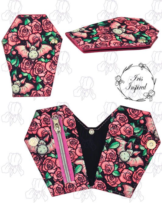 Rose Bats Small Bifold Coffin Wallet