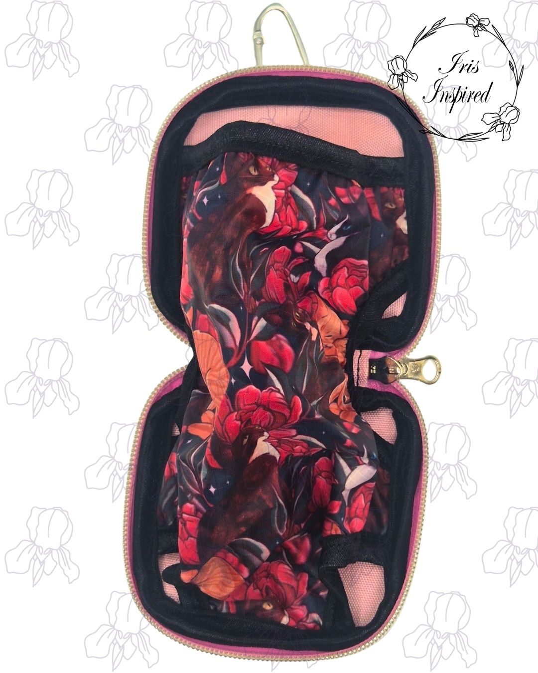 Floral Cats Folding Bottle Bag