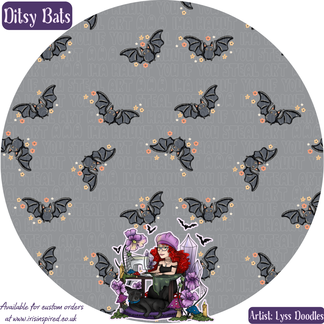 Ditsy Bats Bag Charm/ Keyring (3for2)