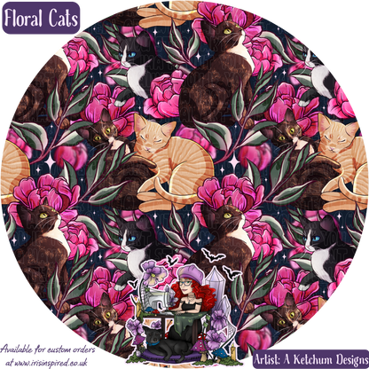 Floral Cats Folding Bottle Bag
