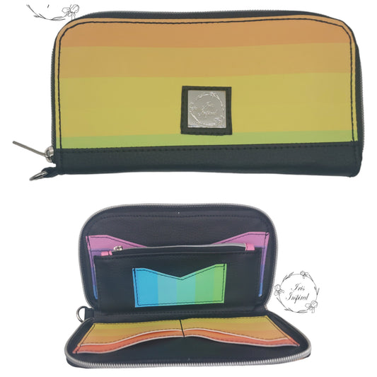 Rainbow Stripes Zip Around Purse