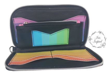 Rainbow Stripes Zip Around Purse
