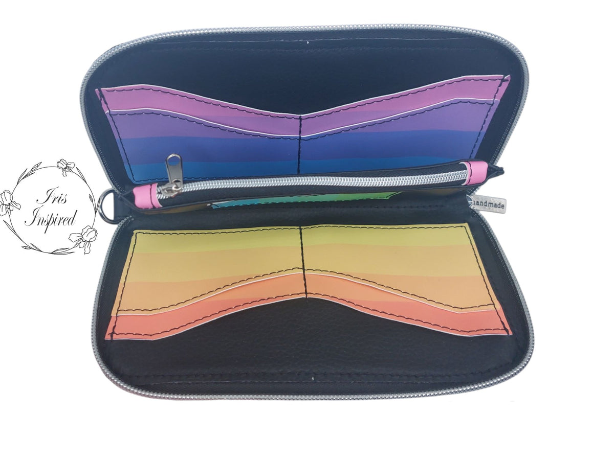 Rainbow Stripes Zip Around Purse